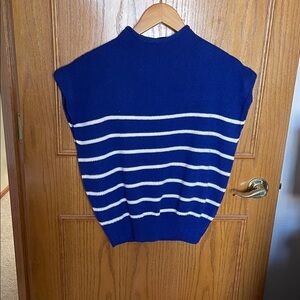 She and Sky Royal Blue and White Striped Sweater